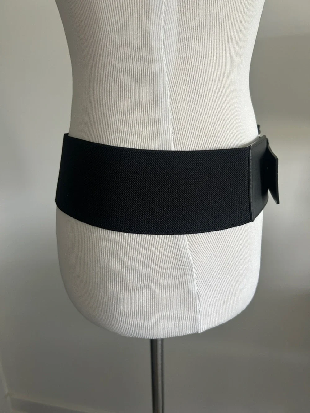 Nine West elastic M L Black Wide Women's Belt with Square Buckle - Picture 3 of 10